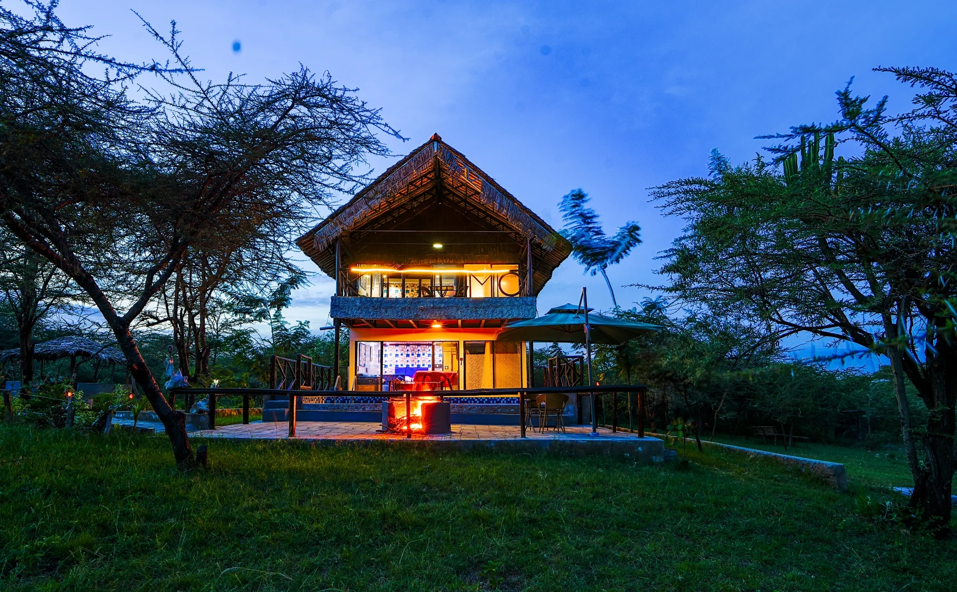 Dining deck overlooking the Mara